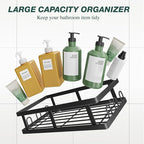 Youvip Shower Caddy Adhesive,No Drill Bathroom Organizer with Soap Holder,Large Capacity Rustproof Shelves for Inside Shower,Bathroom Organizers and Storage,Black