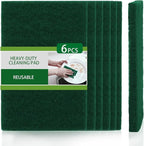 6-Pack Heavy-Duty Scouring Pads, Power Scrub Multi-Surface Scratch-Free 6"x4" in for Kitchen, Bathroom, Grill & Oven Racks