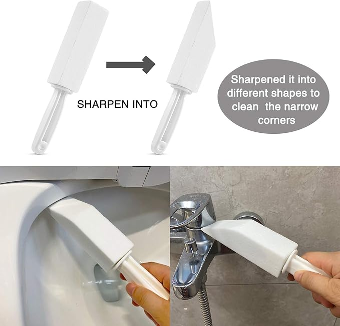 2 Pack Pumice Stone for Toilet Bowl Cleaning with Handle, Scouring Stick Remove Toilet Bowl Hard Water Rings, Calcium Buildup and Rust for Cleaning Toilet, Bathroom, Kitchen Sink, Grill (White)