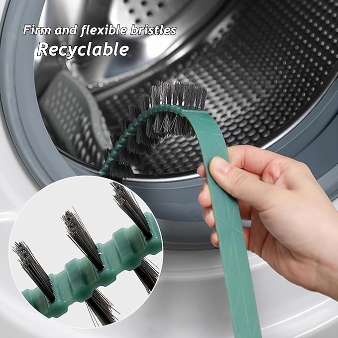 3 Pack Washing Machine Cleaning Brush, Crevice Brush of Drum Washing Machine, Home Essentials Cleaning Brush, Long Coil Brush Washing Machine Brush Stiff Bristle Cleaning Tool (3 Color)