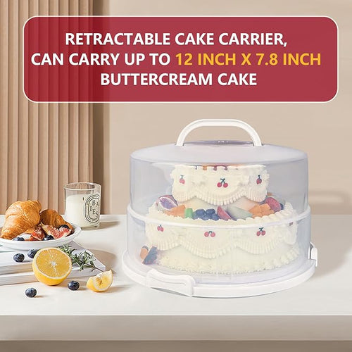 12 Inch Cake carrier Container with Lid and Handles Includes Insulated Bag for Safe Transportation of Buttercream Doesn't Melt Easy for Cakes, Pies and Cupcakes (Red)