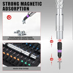 VMAN Ratchet Magnetic Screwdriver Set, 24 in 1 S2 Steel Bits and Head-tail Drive T-Handle, DIY Combination Flexible Shaft for Furniture Assembly, Electrical Appliance Repair, Bicycle Tools