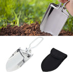 EMVANV Mini Folding Shovel,Foldable Garden Handy with Carrying Pouch Camping Trowel Stainless Steel Outdoor Survival Shovel for Garden and Campsite Use While Hiking, Camping and Outdoor(Silver)