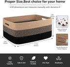 Large Storage Basket for Organizing, Woven Rope Basket for Shelves, Closet Organizer Bins for Clothes, Blanket, Toys, Baby Nursery Storage, 17.7" x 13" x 7.87", 2 Packs Black & Brown