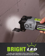 WORKPRO 400W Oscillating Multi-Tool, 6-Speed Corded Power Saw with LED Light, Quick Blade Change, 3.5° Oscillation Angle, 22 Accessories for Cutting, Sanding, Scraping