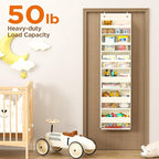 Mefirt Over The Door Organizer, 6 Shelf Door Hanging Organizers with 6 Large Capacity Pockets, Behind Door Storage Hanging Shelves for Closet Wall Bathroom Bedroom Nursery