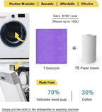 Swedish Dishcloths - 10 Pack Reusable Kitchen Dishcloths - Ultra Absorbent Dish Towels for Washing Dishes - Cellulose Sponge Cloth Cleaning Cloths - Purple