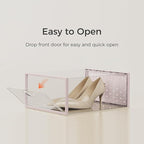Pinkpum 15 Pack X-Large Shoe Storage Boxes, Shoe Organizer for Closet Clear Plastic Stackable Shoe Dispaly Case Bins Holder, Sneaker Storage for Sneakerheads Pink