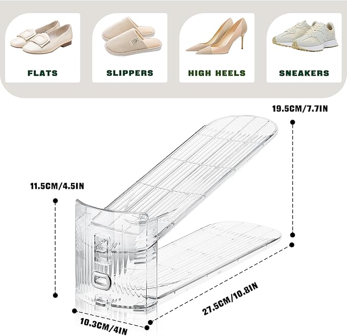 FENRUNXU Shoe Slots Organizer for Closet,36 Pack Shoe Stacker Shoes Rack Organizer for Closet Space Saver Storage Shoe Holder Organization(Transparent)