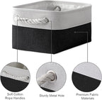 TheWarmHome Storage Bins for Shelves - 12x8x5.2 inch 1 Pack Storage Baskets for Gifts Empty for Closet Organizing Dog Gift Cloth Toy Cubes Box (White & Black)