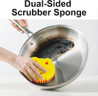 SmilePowo 5 Pack Cute Frog Scrub Sponge, Dual-Sided Temperature Controlled Kitchen Sponge for Dishes,Furniture,Bulk Sponges Household Cleaning Pads,Multi-Functional Premium Cleaning Sponges