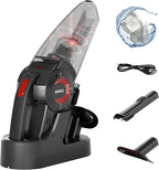 Whall Handheld Cordless Car Vacuums, Wet and Dry Use 9000Pa Strong Suction Vacuums, Rechargeable Portable Vacuum Cleaner with LED, Charging Dock, Lightweight Mini Vacuum for Car, Home and Office,Red
