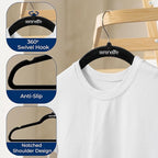 SereneLife Velvet Hangers 100 Pack Black – Slim Non-Slip Clothes Hangers with Chrome 360° Swivel Hook, Durable 10 lbs Capacity, Ultra-Thin Space Saving Hangers for Closet Organization