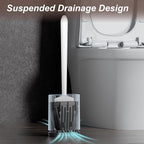 Sellemer Toilet Brush and Holder Set - Flexible Toilet Bowl Brush Head with Silicone Bristles, Compact Size for Storage and Organization, Ventilation Slots Base (1 Pack, Pearl White)