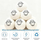 Wool Dryer Balls 6-Pack,Premium New Zealand Dryer Balls Laundry Reusable,100% Wool, Hand-Felted,Natural Fabric Softener, Reduces Clothing Wrinkles & Static Reduction,and Saves Drying Time