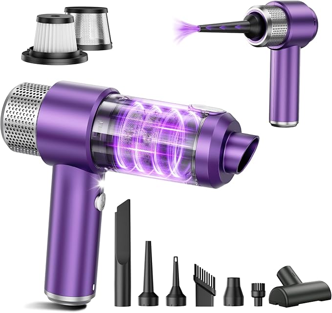 EYYA Handheld Car Vacuum Cleaner Cordless, 15000PA High Power Vacuum & Air Duster, 4-in-1 Portable Mini Vacuum with LED Light, Hand Held Vacuum Cleaner for Car Home Office