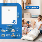 TAILI 16 Pack Vacuum Storage Bags for Comforter and Blankets, Jumbo Vacuum Seal Bags for Bedding 40x31 Inch, Space Saver Bags for Clothes, Pillows, Saving More Closet Space