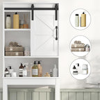 Over The Toilet Storage Cabinet, Bathroom Organizer with Adjustable Shelves and Anti-Tip Device, Space-Saving Storage Solution, White