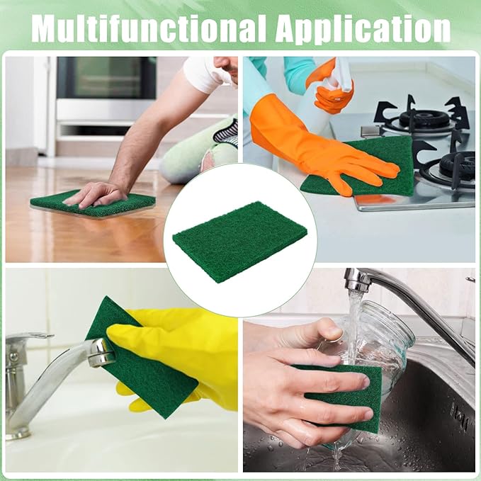 80 Pcs Heavy Duty Scour Pads,Scouring Pads,4 x 5.95 inch Scrubbing Pads for Metal Grills & Kitchen Scrubbers,Non-Scratch Reusable Dish Scrubbing Pads for Kitchen Dishes Sink Bathtub(Green)