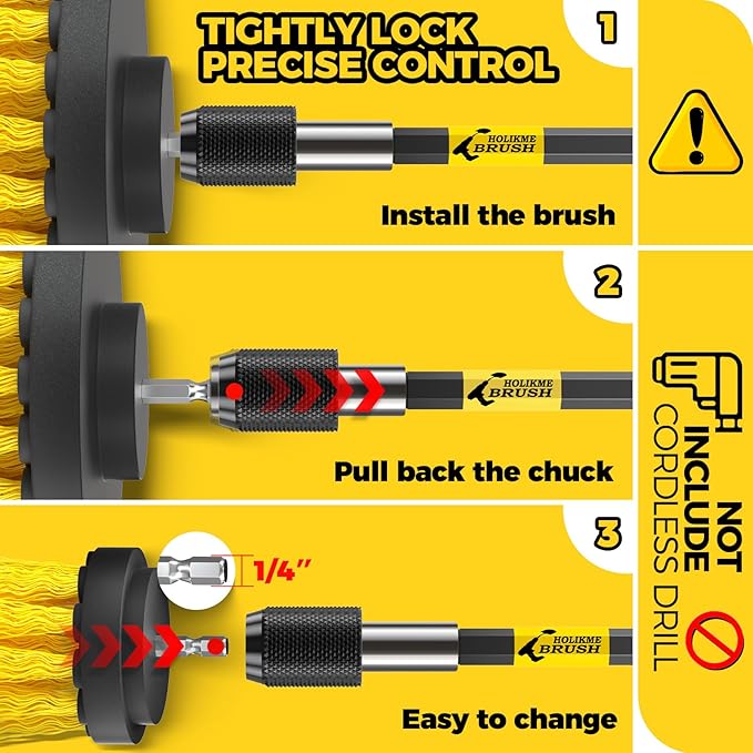 Holikme 11 Piece Drill Brush Attachment Set Scouring Pads Power Scrubber Brush Scrub Pads for Bathroom Surfaces, Floor, Tub, Shower, Grout, Tile, Corners,Cleaning Brush
