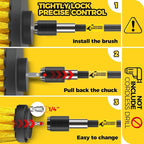 Holikme 40 Piece Drill Brush Attachment Set Scrub Pads Scouring Pads Power Scrubber Brush with Extend Long Attachment All Purpose Clean for Car Detailing，Grout, Tiles, Bathroom, Kitchen