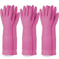 Mamison 2 Pairs Reusable Waterproof Household Dishwashing Cleaning Rubber Gloves, Non-Slip Kitchen Glove (Pink, XL (Pack of 3))