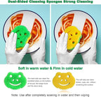 SmilePowo 5 Pack Frog Dual-Sided Multi-Functional Scrub Sponge, Dual-Sided Temperature Controlled Kitchen Sponge for Dishes,Furniture,Scrub Sponges Household Cleaning Pads Bathroom Wall Cleaner