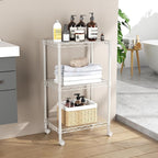 SINGAYE 3 Small Shelves Storage Shelf Wire Shelving Unit Metal Shelf Adjustable Organizers Storage Shelving with Wheels for Bathroom Laundry Room Kitchen Pantry11.5”D x 17.5”W x 30.5”H White