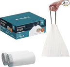 SONGMICS Trash Bags for 8-Gallon (30 L) Trash Cans, Drawstring Kitchen Garbage Bags, Pre-Separated, Quick-Dispense Box, Liner Code H, 2 Rolls, 80 Count, White UKRB031A02