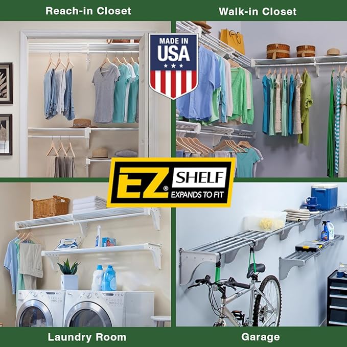 DIY Expandable Closet Shelf (NO Hanging Rod) Easy to Install to 2 Sidewalls