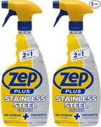 Zep Plus Stainless Steel Cleaner - 32 Fl OZ - R53512-2-in-1 benefits clean while preventing future fingerprints and smudges, (Pack of 2)