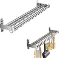 Hanging Wall Mount knife Wall Mount, Kitchen Organizer Storage Shelf for Utensils Spatula Spoon, Space-Saving Knife Rack with Hooks,Wall-Mounted Utensil Holder (Grey, 60CM+Three Poles+10Hooks)