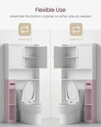 VASAGLE Over the Toilet Storage Shelf, Bathroom Storage Cabinet, Adjustable Shelves, Toilet Paper Holder, Space-Saving, Modern, 7.9 x 31.1 x 66.9 Inches, Cloud White UBTS018WH01S