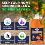 Multi Purpose Cleaner Pet Odor eliminator 64oz - Concentrate MAKES 32 GALLON - MADE IN USA- pH Neutral - Strong Floor Cleaner Odor eliminator - Stain Remover Cleaner & Deodorant (64 Fl Oz, Orangelean)