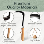 Muldale Japanese Hand Weeding Sickle – Curved Razor Hoe Garden Tool with High-Carbon Steel Blade & Ergonomic Beechwood Handle – Perfect for Weeding Between Plants, Paving, Borders