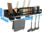 Kitchen Utensils Hanging Rack，19”d Hanging Storage Rack with Hooks, Cutlery Knife Holder for Seasoning,Cookware,Cutlery,Towel