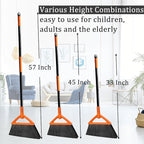 Heavy Duty Angle Broom 4 Pack - Orange Broom for Outdoor & Indoor, Garage, Driveway, Sidewalk, Kitchen & More, Long Handle