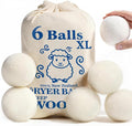 Large Wool Dryer Balls, New Zealand Dryer Balls Laundry Reusable Reduce Static Cling, Dryer Ball to Reduce Wrinkles & Shorten Drying Time, Drying Balls Fabric Softener Ball for Laundry（Pack of 6 XL)