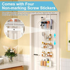 Yuyetuyo 5-Tier Over The Door Organizer Bathroom Shelves Hair Tool Organizer - Hair Dryer Holder Adjustable Height, DIY Bathroom Storage Shelf Wall Mounted Behind The Door Storage