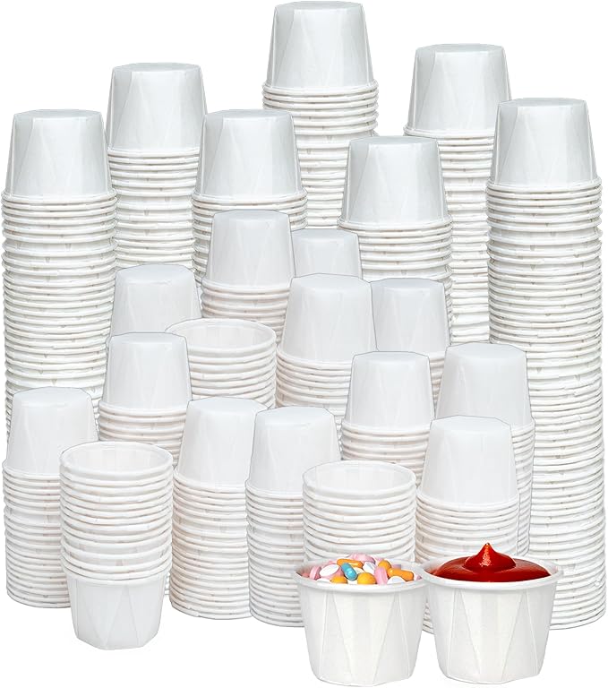 1 Oz Paper Souffle Cups (5000 Pack) Disposable Portion Cups for Ketchup, Condiments, Medicine, Pills, and Food Samples – Ideal for Home, Office, Catering, and Healthcare Use