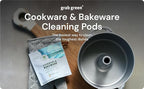 Grab Green Cookware and Bakeware Cleaner Pods, 4 Bags of 15 Pods, Tangerine Lemongrass Scent, Plant and Mineral Based, Removes Burnt-On Food, Eliminates Grit and Grime, No Scrubbing Necessary