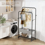 Golpart Clothes Garment Coat Rack Drying Clothing Racks Metal Freestanding for Hanging Clothes Portable Closet for Laundry Bedroom Black