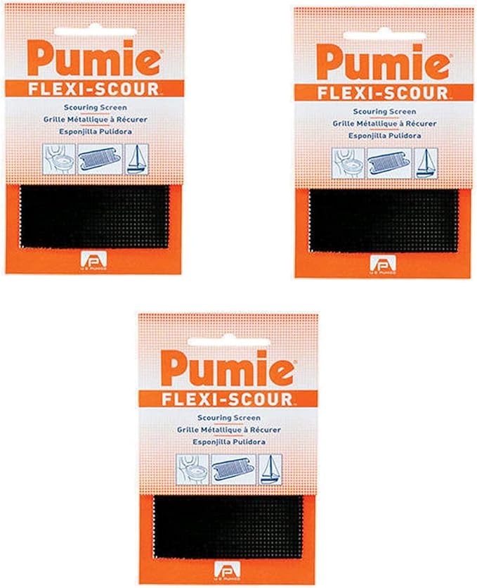 PUMIE Flexi Scour, 3-Pack 5.5 x 4 Flexible Scrubbing Screen for Household Cleaning, Flexible Scouring Pad Abrasive Grit Screen for Grills, Remove Stubborn Stain, Grime, Carbon, Rust, Scale -FLEX-12 C