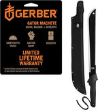 Gerber Gear Gator Machete 25" with Plain Edge Blade and Saw, Gator Grip and Protective Sheath for Gardening, Survival, Hunting, Camping and Bushcraft, Black