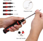Amazon Basics Magnetic Ratcheting Wrench and Electronics Precision Screwdriver Tool Set, 73-Piece, with Carry Case for Household Repair, Small Jobs, Eyeglasses, Black/Red/Silver
