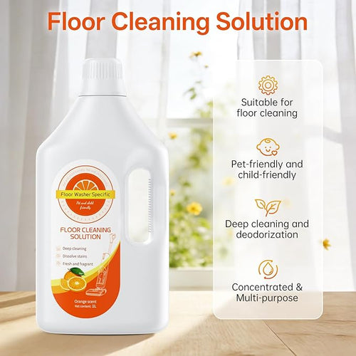 1L Orange Floor Cleaning Solution Compatible With Tineco/Bissell/Dreame And Shark, Fragrance Deodorization, Deep Cleans for Multiple Hard Floors, Suitable With Cordless Wet/Dry Vacuum