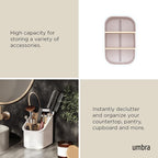 Umbra Bellwood Utensil Holder Kitchen Storage Organizer with Removeable Dividers, White/Natural