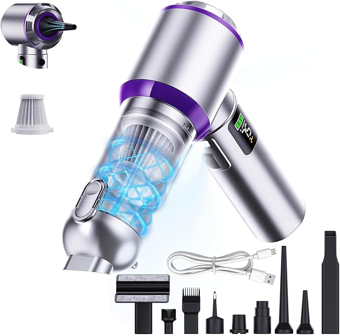 Car Vacuum Cleaner Portable, 22000PA High Power Handheld Vacuum Cordless with Brushless Motor & LED Light, Small Vacuum for Car, Home, Pet, Office