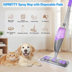 Spray Mops for Floor Cleaning - Wet Dry Mops with 6 Disposable Pads for Swiffer Powermop - Refillable Bottle for Hardwood Tile Home Kitchen - Absorbs Pet Hair Dust Stains