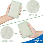 JEBBLAS Bamboo Natural Kitchen Sponges Dish Sponge Cleaning Sponge Heavy Duty Scrub Sponge for Cleaning Kitchen and Household Green (8 Pack)